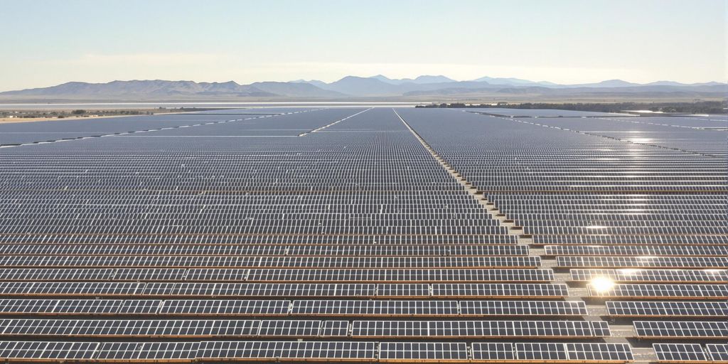 Centrale solaire Noor Midelt avec panneaux et montagnes.