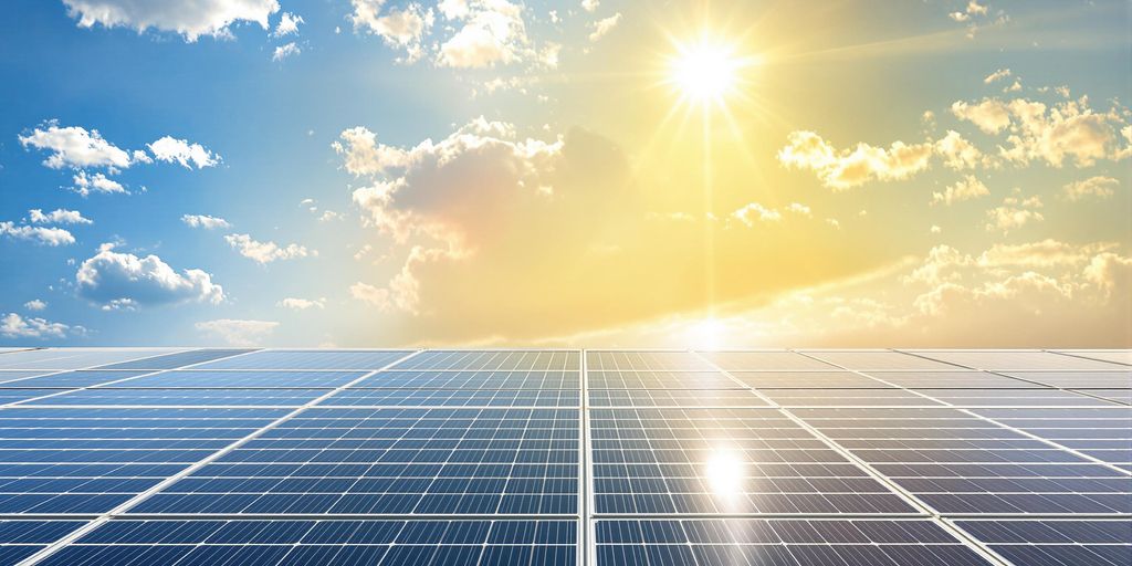 Panneaux solaires français et chinois sous un ciel lumineux.