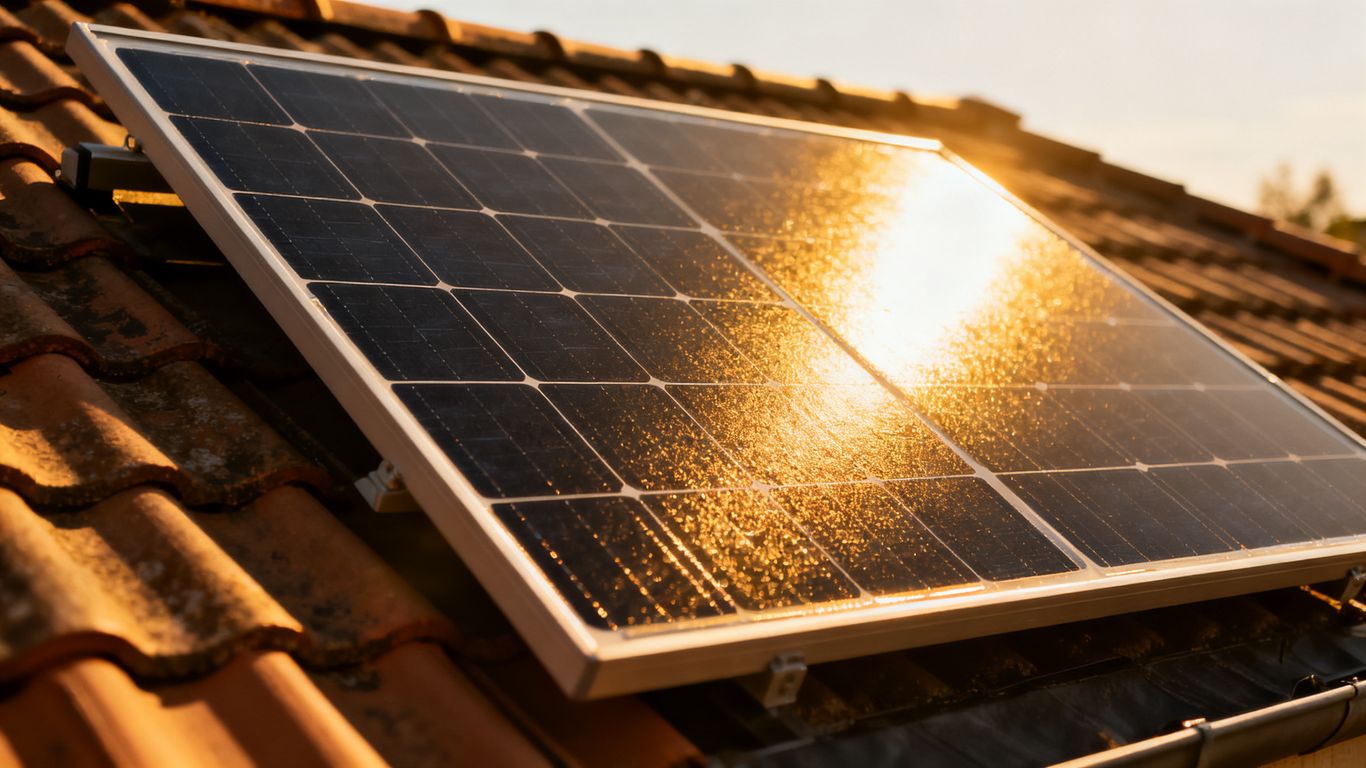 Panneau photovoltaique sur un toit ensoleillé